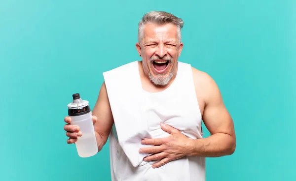 Senior Athlete Man Laughing Out Loud Some Hilarious Joke Feeling — Stock Photo, Image