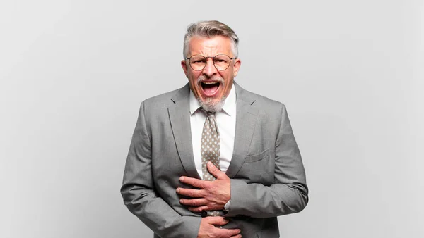 Senior Businessman Laughing Out Loud Some Hilarious Joke Feeling Happy — Stock Photo, Image