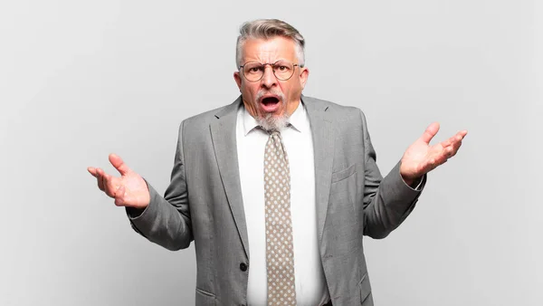 Senior Businessman Open Mouthed Amazed Shocked Astonished Unbelievable Surprise — Stock Photo, Image