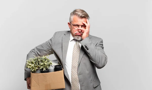 Retired Senior Businessman Feeling Bored Frustrated Sleepy Tiresome Dull Tedious — Stock Photo, Image