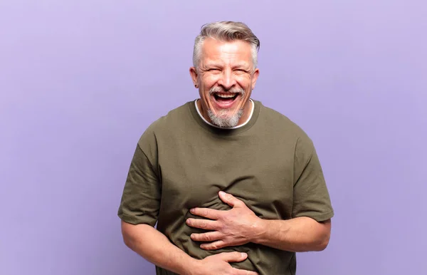 Old Senior Man Laughing Out Loud Some Hilarious Joke Feeling — Fotografia de Stock