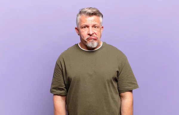 Old Senior Man Looking Puzzled Confused Biting Lip Nervous Gesture — Stock Photo, Image