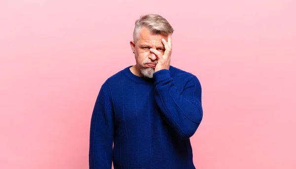 Old Senior Man Feeling Bored Frustrated Sleepy Tiresome Dull Tedious — Foto de Stock