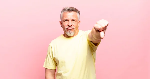 Old Senior Man Feeling Cross Angry Annoyed Disappointed Displeased Showing — Foto Stock