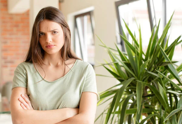 Pretty Woman Feeling Displeased Disappointed Looking Serious Annoyed Angry Crossed — Stock Photo, Image