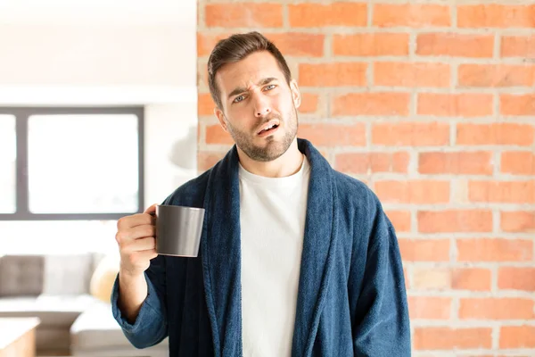 Handsome Man Feeling Puzzled Confused Dumb Stunned Expression Looking Something — ストック写真