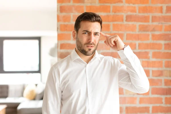 Handsome Businessman Feeling Confused Puzzled Showing You Insane Crazy Out — Stock Photo, Image