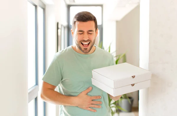 Handsome Man Laughing Out Loud Some Hilarious Joke Feeling Happy — Stock Photo, Image