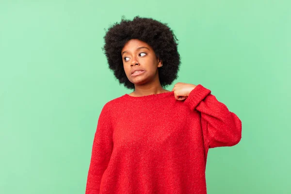 Afro Schwarze Frau Fühlt Sich Gestresst Ängstlich Müde Und Frustriert — Stockfoto