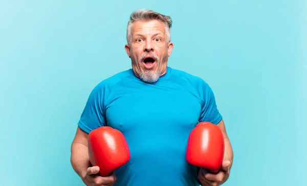 Senior Handsome Man Boxing —  Fotos de Stock