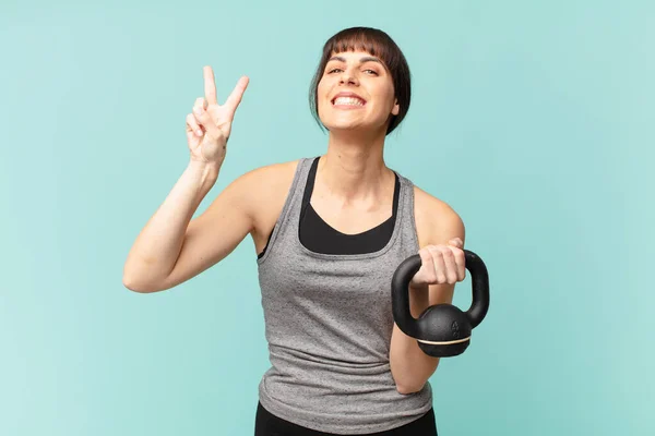 Joven Fitness Mujer Con Dumbbell — Foto de Stock