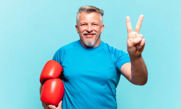 Senior Handsome Man Boxing — Stock Fotó