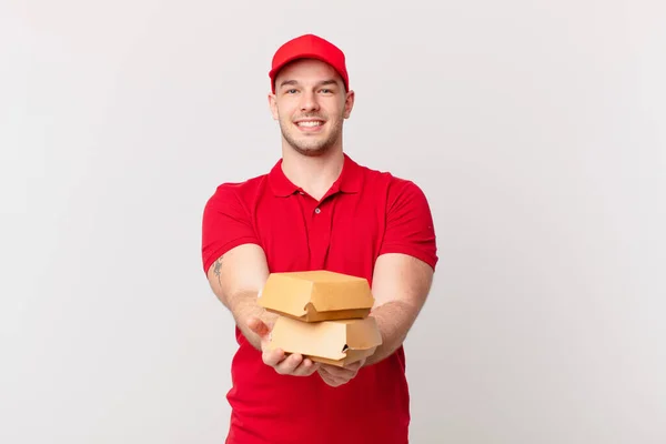 Vrolijk Glimlachen Met Vriendelijke Zelfverzekerde Positieve Blik Een Object Concept — Stockfoto