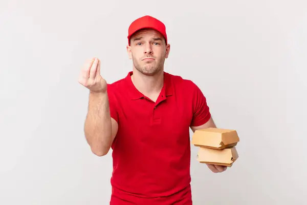 Het Maken Van Capice Geld Gebaar Vertellen Schulden Betalen — Stockfoto