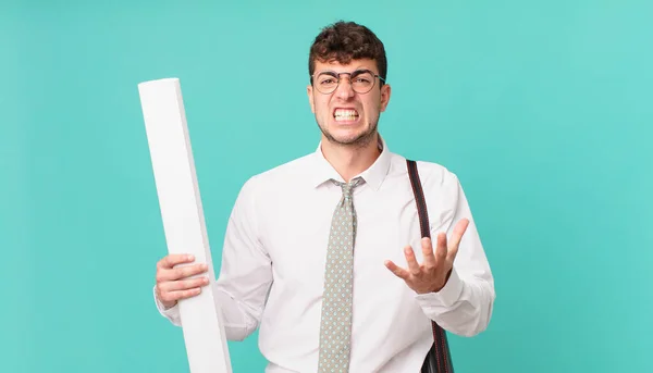 Architect Looking Angry Annoyed Frustrated Screaming Wtf Whats Wrong You — Stock Photo, Image