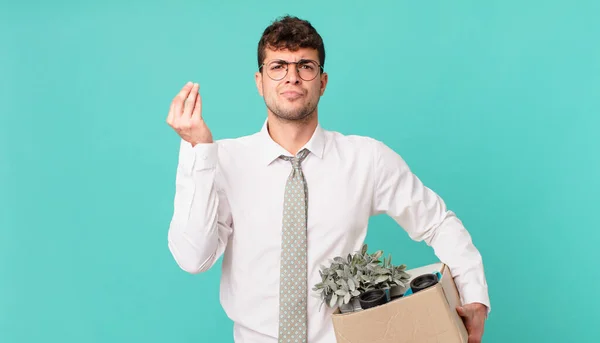 Empresário Fazendo Capice Gesto Dinheiro Dizendo Lhe Para Pagar Suas — Fotografia de Stock