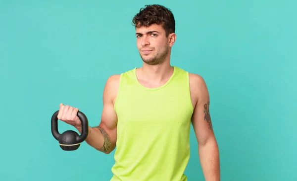 Hombre Fitness Sentirse Triste Molesto Enojado Mirando Hacia Lado Con — Foto de Stock