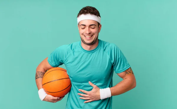 Fitness Man Laughing Out Loud Some Hilarious Joke Feeling Happy — Stock Photo, Image