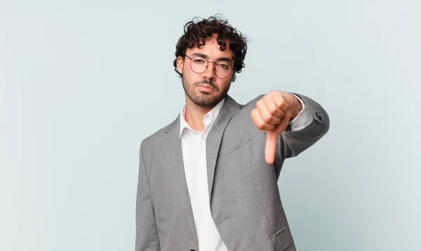 Hispanic Businessman Feeling Cross Angry Annoyed Disappointed Displeased Showing Thumbs — Fotografia de Stock