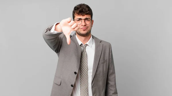 Businessman Feeling Cross Angry Annoyed Disappointed Displeased Showing Thumbs Serious — Stock Photo, Image