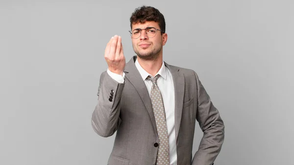 Businessman Making Capice Money Gesture Telling You Pay Your Debts — Stock Photo, Image