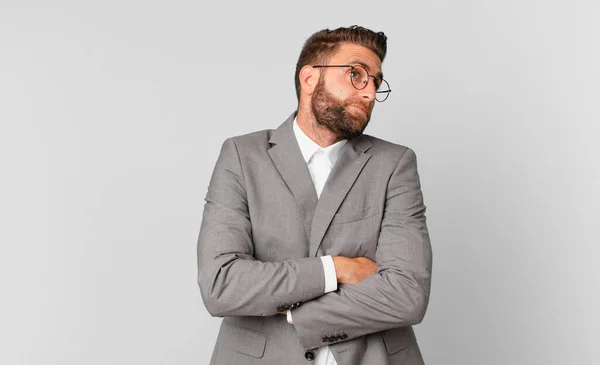 Young Handsome Man Shrugging Feeling Confused Uncertain Business Concept — Stockfoto