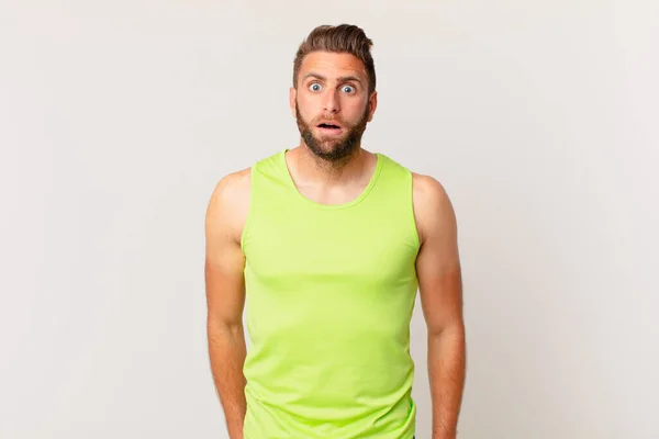 Young Handsome Man Looking Very Shocked Surprised Fitness Concept — Fotografia de Stock