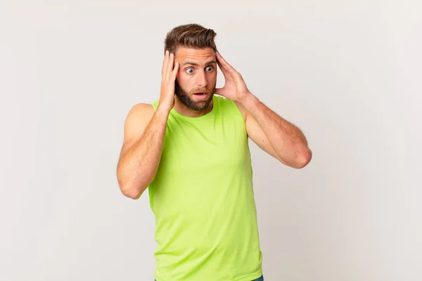 Young Handsome Man Feeling Happy Excited Surprised Fitness Concept — Stock Photo, Image