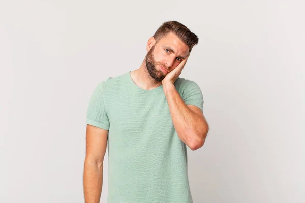 Young Handsome Man Feeling Bored Frustrated Sleepy Tiresome — Stock Photo, Image