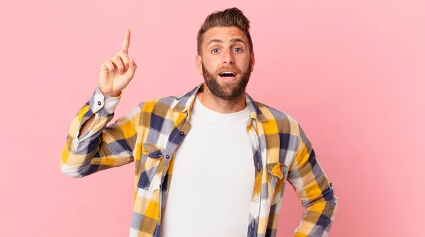 Young Handsome Man Feeling Happy Excited Genius Realizing Idea — Stock Photo, Image