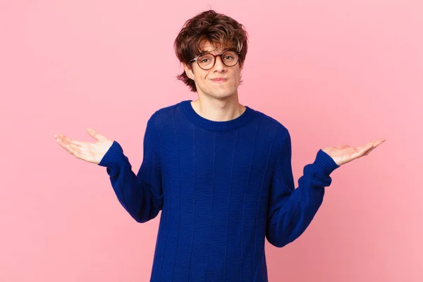 Young Handsome Man Feeling Puzzled Confused Doubting — Stock Photo, Image