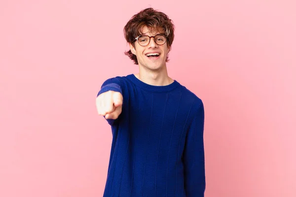 Young Handsome Man Pointing Camera Choosing You — Stock Photo, Image