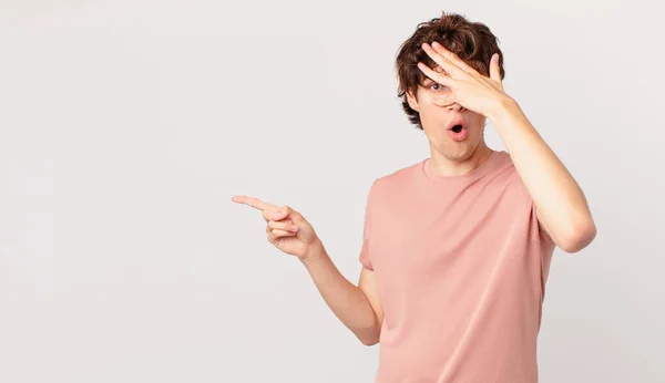 Young Handsome Man Looking Shocked Scared Terrified Covering Face Hand — Stock Photo, Image