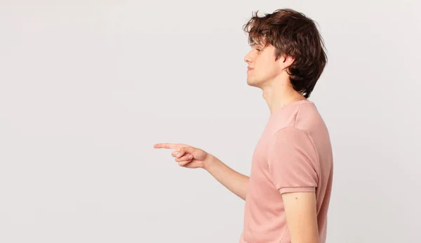 Young Handsome Man Profile View Thinking Imagining Daydreaming — Stock Photo, Image