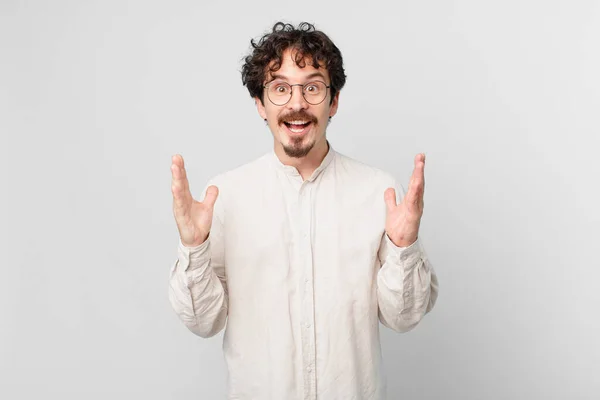 Young Handsome Man Feeling Happy Astonished Something Unbelievable — Stock Photo, Image