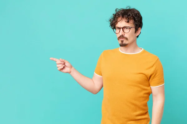 Young Handsome Man Feeling Sad Upset Angry Looking Side — Stock Photo, Image