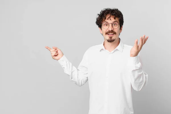 Young Handsome Man Feeling Happy Surprised Realizing Solution Idea — Stock Photo, Image