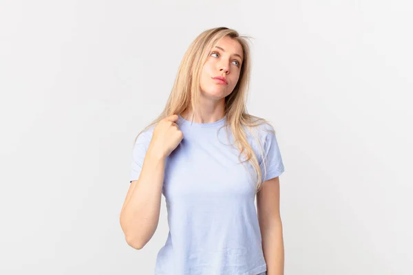 Young Blonde Woman Feeling Stressed Anxious Tired Frustrated — Stock Photo, Image