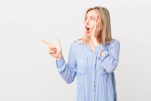 Young Blonde Woman Feeling Happy Excited Surprised — Stock Photo, Image
