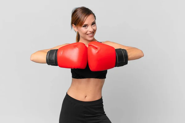 Ung Vacker Kvinna Fitness Och Boxning Koncept — Stockfoto