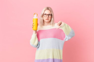 blond pretty woman with a smoothy