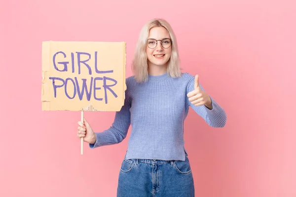 Blond Woman Girl Power Banner —  Fotos de Stock