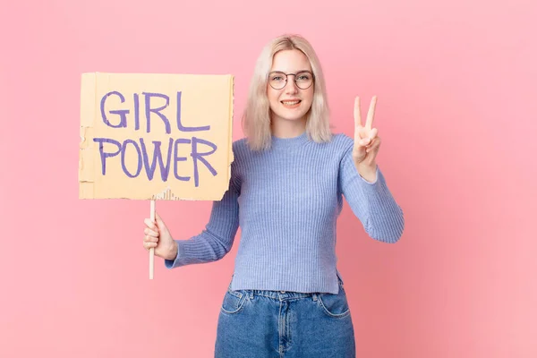 Blond Woman Girl Power Banner —  Fotos de Stock