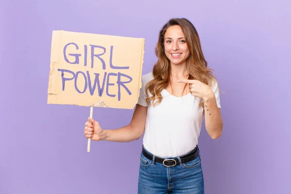 Young Pretty Woman Girl Power Concept — Stock Photo, Image