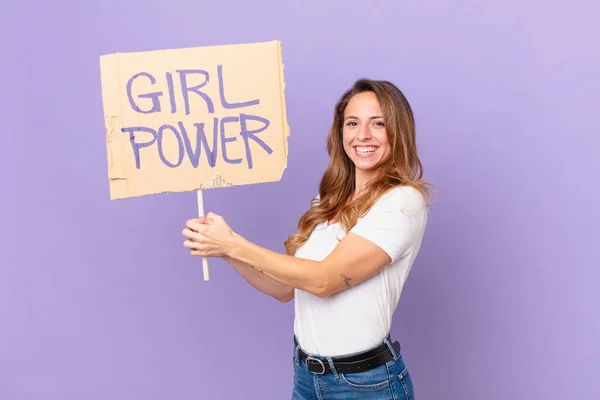 Young Pretty Woman Girl Power Concept — Stock Photo, Image