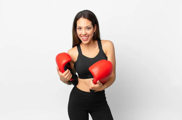 Young Hispanic Woman Fitness Concept Boxing — Stock Photo, Image