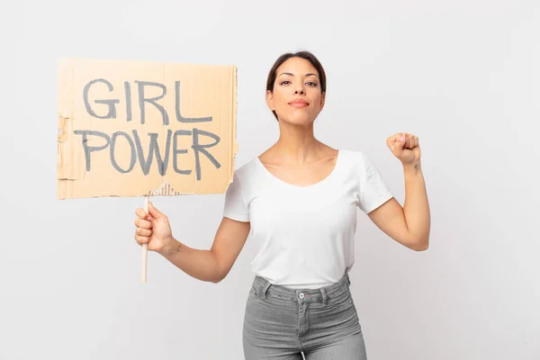 Young Hispanic Woman Girl Power Concept — Stock Photo, Image