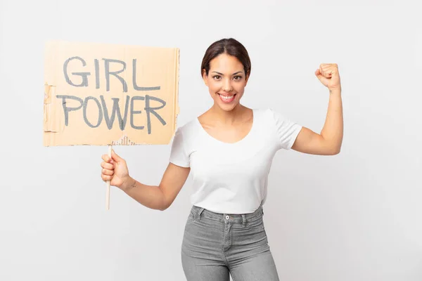 Young Hispanic Woman Girl Power Concept — Stock Photo, Image