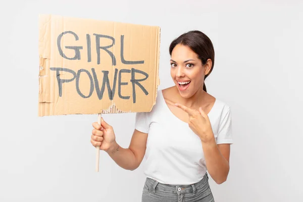 Young Hispanic Woman Girl Power Concept — Stock Photo, Image