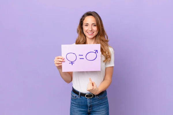 Jonge Mooie Vrouw Gendergelijkheidsconcept — Stockfoto